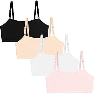 SIAEYINFY Girls Training Bra -4-8 PCS Girl Cotton Bra Crop Cami Training Bras for Girls with Adjustable Straps