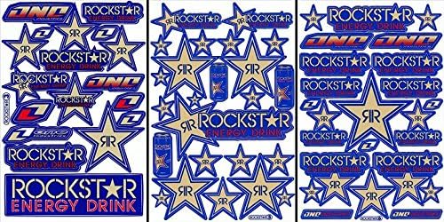 3 Rockstar Energy Drink Metal Mulisha Yamaha Kawasaki Motocross Race Racing F1 Logo Sponsor Sticker Decal Skateboard Car Bike Bicycle Kid Wall Helmet Decoration RSG303