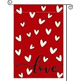 AVOIN colorlife Love Heart Valentines Day Garden Flag 12x18 Inch Double Sided, Anniversary Wedding Yard Outdoor Flag