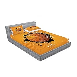 Ambesonne Basketball Fitted Sheet & Pillow Sham