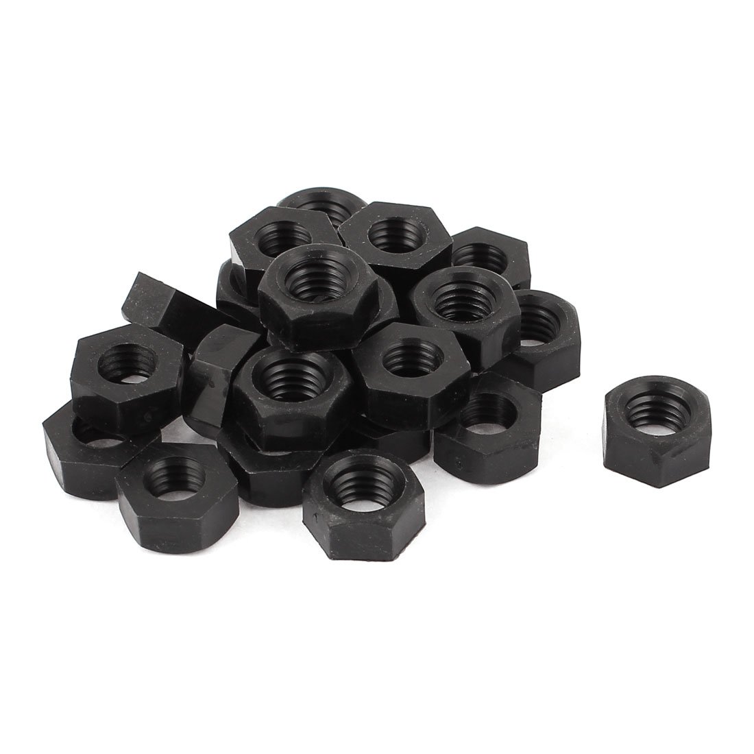 uxcell Metric M8x1.25mm Nylon Hexagon Fastener Hex Full Nuts Black