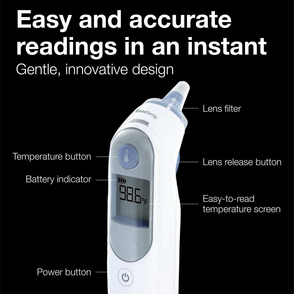 Braun ThermoScan 5 Ear Thermometer - ExacTemp Stability Indicator for Professional Accuracy, Digital Display, Baby and Infant Friendly, No.1 Brand Recommended by Pediatricians