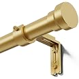 YaFex Curtain Rods 32-114 Inch, Heavy Duty 1 Inch Diameter Gold | Adjustable Curtain Rod for Windows, Long Window Treatment R