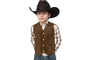 KEYWANTS Retro Boys Western Vest Suede Cowboy Style Costume Vest Casual Waistcoat