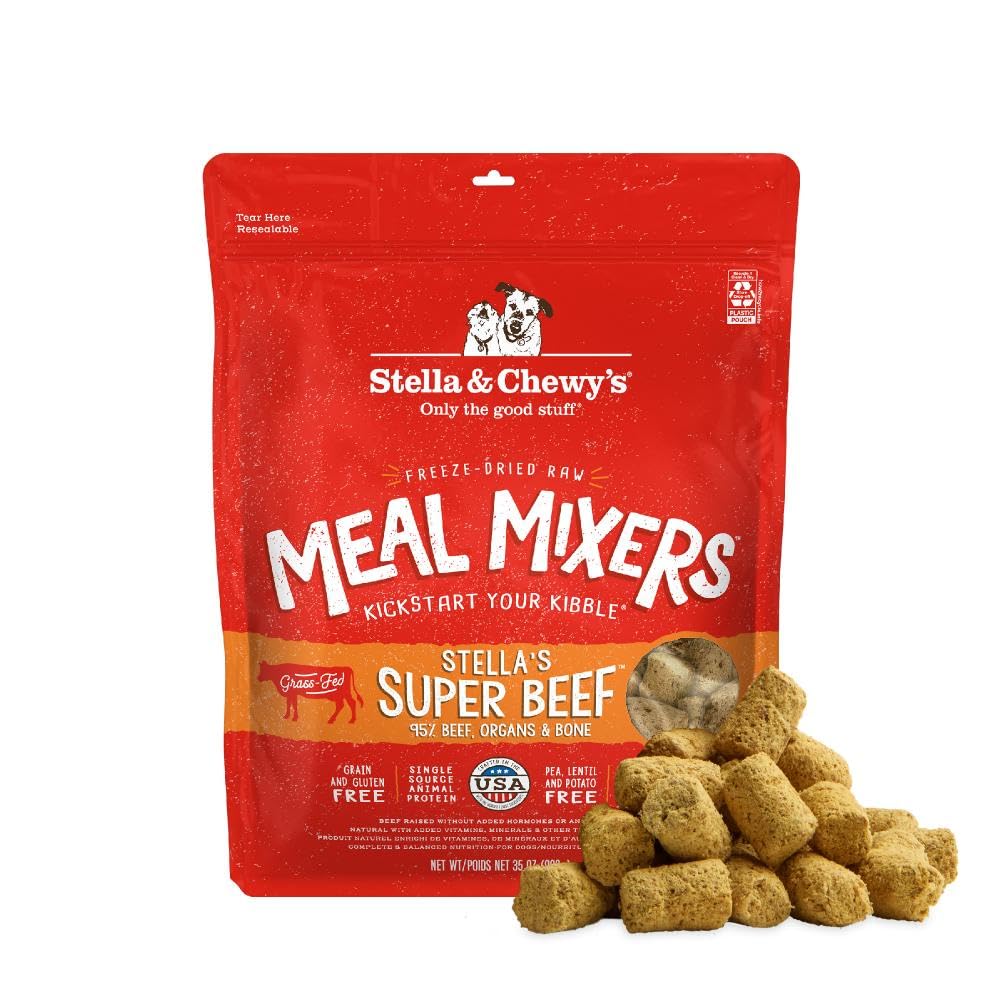 Stella & Chewy's Freeze-Dried Raw Beef Meal Mixers- Dog Food Topper and Mixer - Made with 95% Grass-Fed Beef, Organs & Bone - Perfect for Picky Eaters - Grain-Free - 35 oz Image