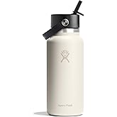Hydro Flask Water Bottle - Insulated Stainless Steel - Wide Straw Lid, Non Spill, Leakproof in 32 Oz Ivory