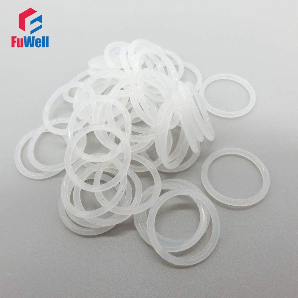 Ochoos White O-Ring Silicon O Ring Gasket Food Grade 1mm Thickness OD 15/16/17/18/19/20/21/22/23/24/25mm Sealing Ring Gasket - (Size: 50pcs, Color: 18x16x1mm)