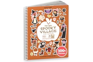 Spooky Village Halloween Stickers for Kids by Cupkin, Toddler Sticker Book, Toys Activity Book, Toddler Travel Essentials, 300+ Halloween Stickers + 8 Sticker Scenes and Coloring Pages
