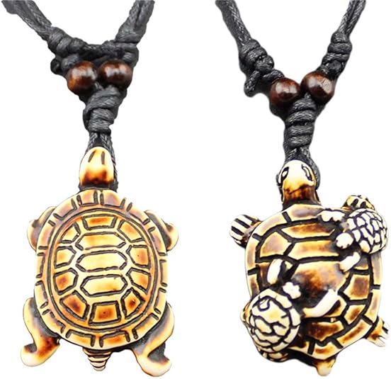 Cute Sea Turtles Tortoises Pendant Necklaces Rope Chain Resin Handmade