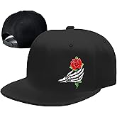 Snapback Hats for Men Flat Bill Brim Hats Fitted Black Baseball Cap for Men Cool Hip Hop Hat Mens Trucker Cap