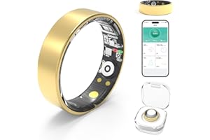 MUMUCREAM Smart Rings for Women Men,Fitness Tracker Ring,Heart Rate,Blood Oxygen,Blood Pressure,Step Tracker,Sleep Monitoring,No Subscription Fee,IP68 Waterproof FRAY Smart Ring for iPhone&Android(Gold 8)