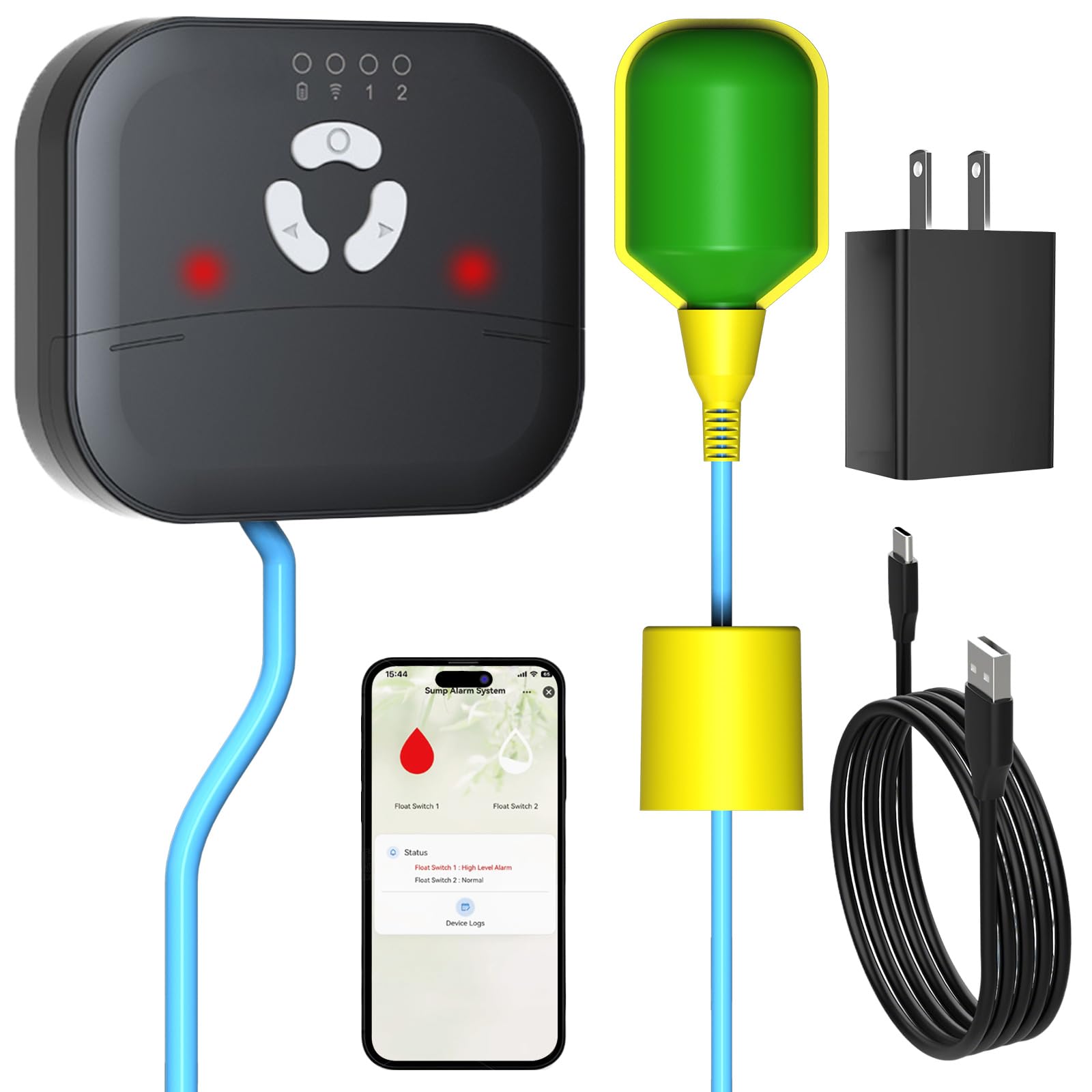 Photo 1 of Smart WiFi High Water Level Alarm with Mobile App Alerts, Sump Pump Alarm, Water Level Sensor Detector, 110dB Siren, LED Strobe, IP65 Waterproof, Easy-Install, Protect Home from Water Damage