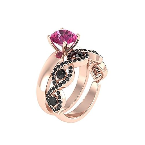 Mejor compromiso anillos de boda en 3,20 ct rosa Zirconia cúbico corte redondo cristal