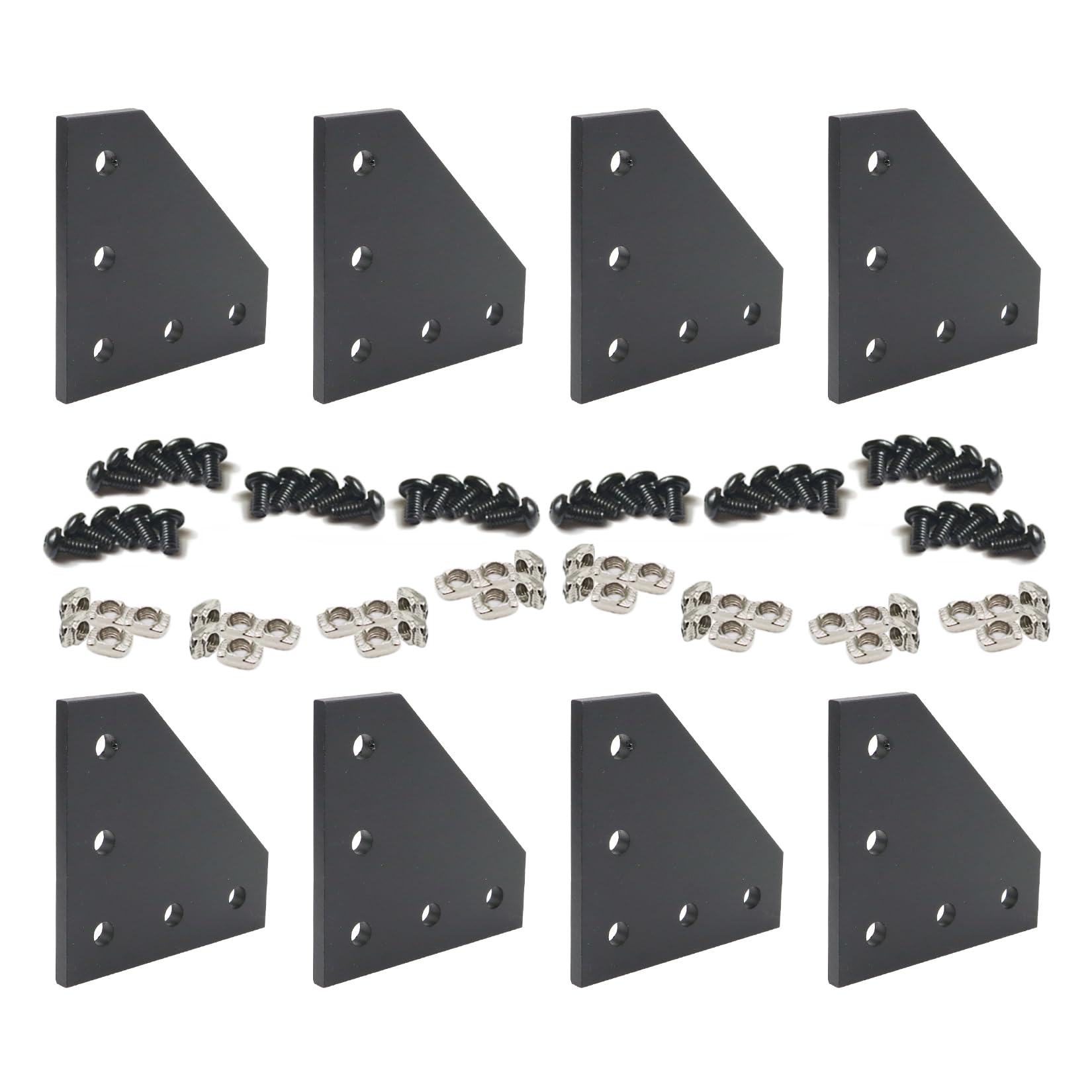Photo 1 of BLCCLOY 8 Sets 2020 Aluminum Extrusion T Slot Corner Bracket 20 Series Extruded Hardware L Shape Joint Plate with Nut Bolt for 20/20 20mm T V Slot Black Aluminum Profile Connector Accessories