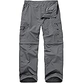 mosingle Mens Hiking Pants Convertible Quick Dry Lightweight Zip Off Fishing Travel Camping Safari for Outdoor Pants #6101-Grey-38