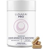 Lunakai PRO USA Made Women’s Hair Growth & Restore Vitamins – Advanced 15+ Nutrient Complex for Visible Results – Natural Thicker Hair Growth Supplement, 90ct