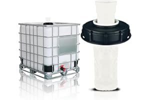 ESAMPLOE IBC Tote Cover,163 mm IBC Tote Adapter,IBC Tote Cover with Nylon Strainer,Rugged IBC Tote Cover for 275 Gallon Water Tanks,163mm Diameter Rainwater Collection System Fitting(Straight)