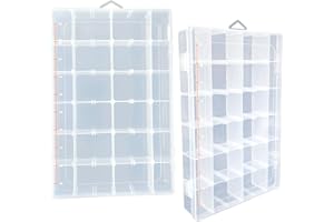 BHWRA 2 Pack 3600 Tackle Trays Clear Heavy-Duty Fishing Tackle Box Organizer with Adjustable Dividers Waterproof Lure Storage Box for Fishing Accessories