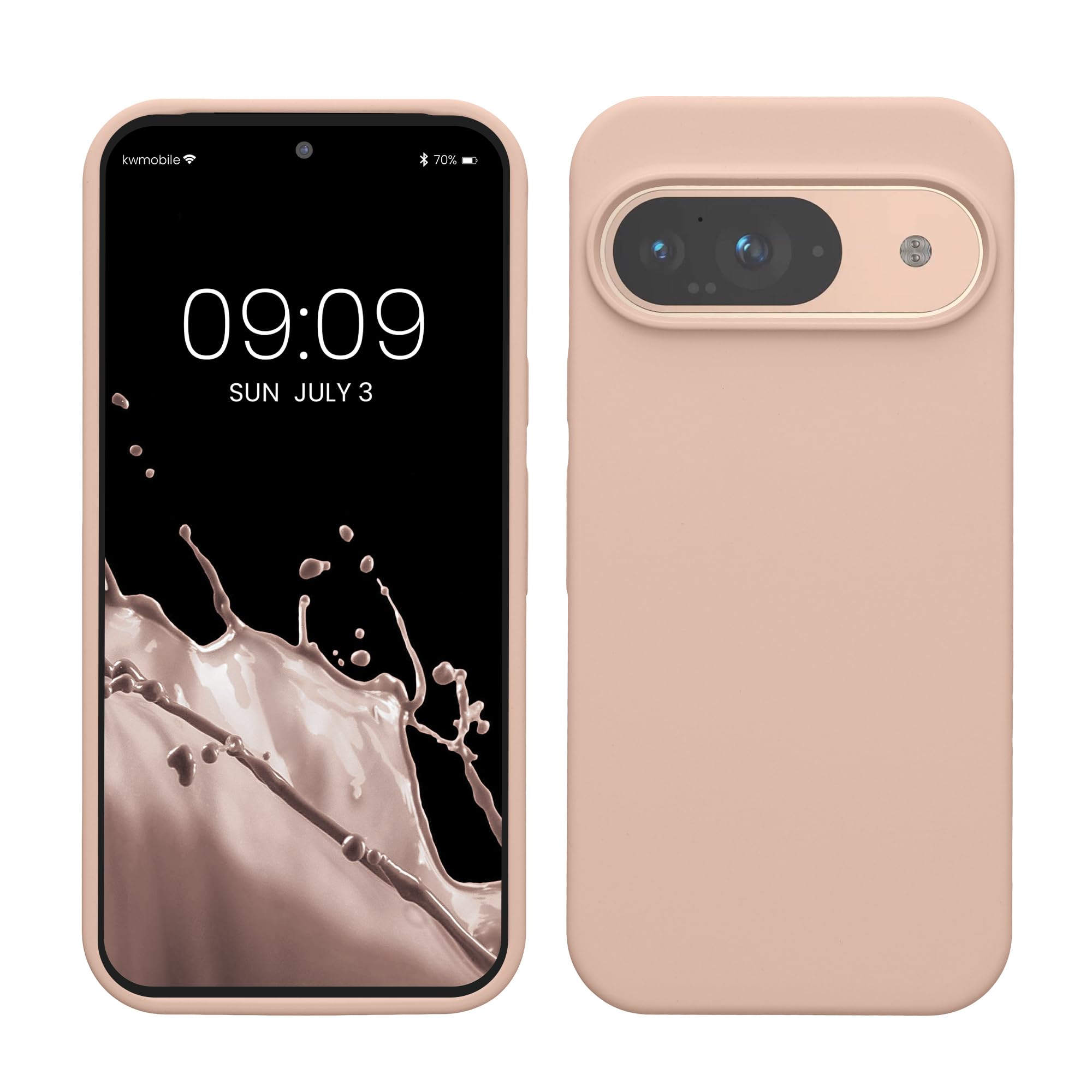 kwmobile Case Compatible with Google Pixel 9 Case - Soft Cover Compatible with Google Pixel 9 Pro Cover - Wireless Charging Coconut Swirl — image 1