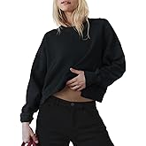 INFITTY Womens Fleece Crewneck Sweatshirts Long Sleeve Oversized Cropped Pullover Tops Fall Winter Fashion 2026