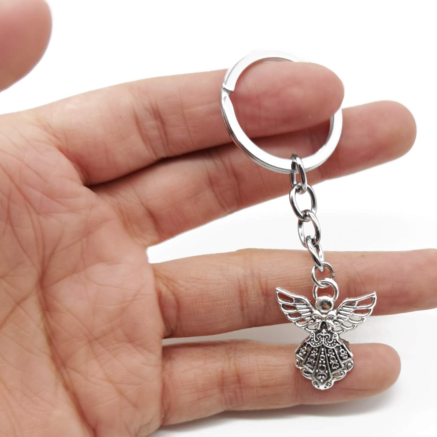 YOOHUA 50PCS 3.14inch Angel Keychain Angel Pendant Keychain Key Ring Silver Tone Guardian Angel Charm Keychain Key Ring at  Men’s Clothing store