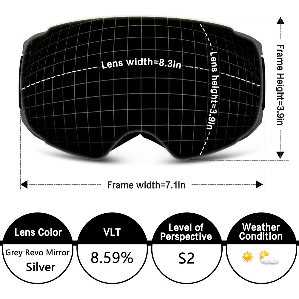 ZIONOR X4 Ski Snowboard Snow Goggles Dual Layers Lens Spherical