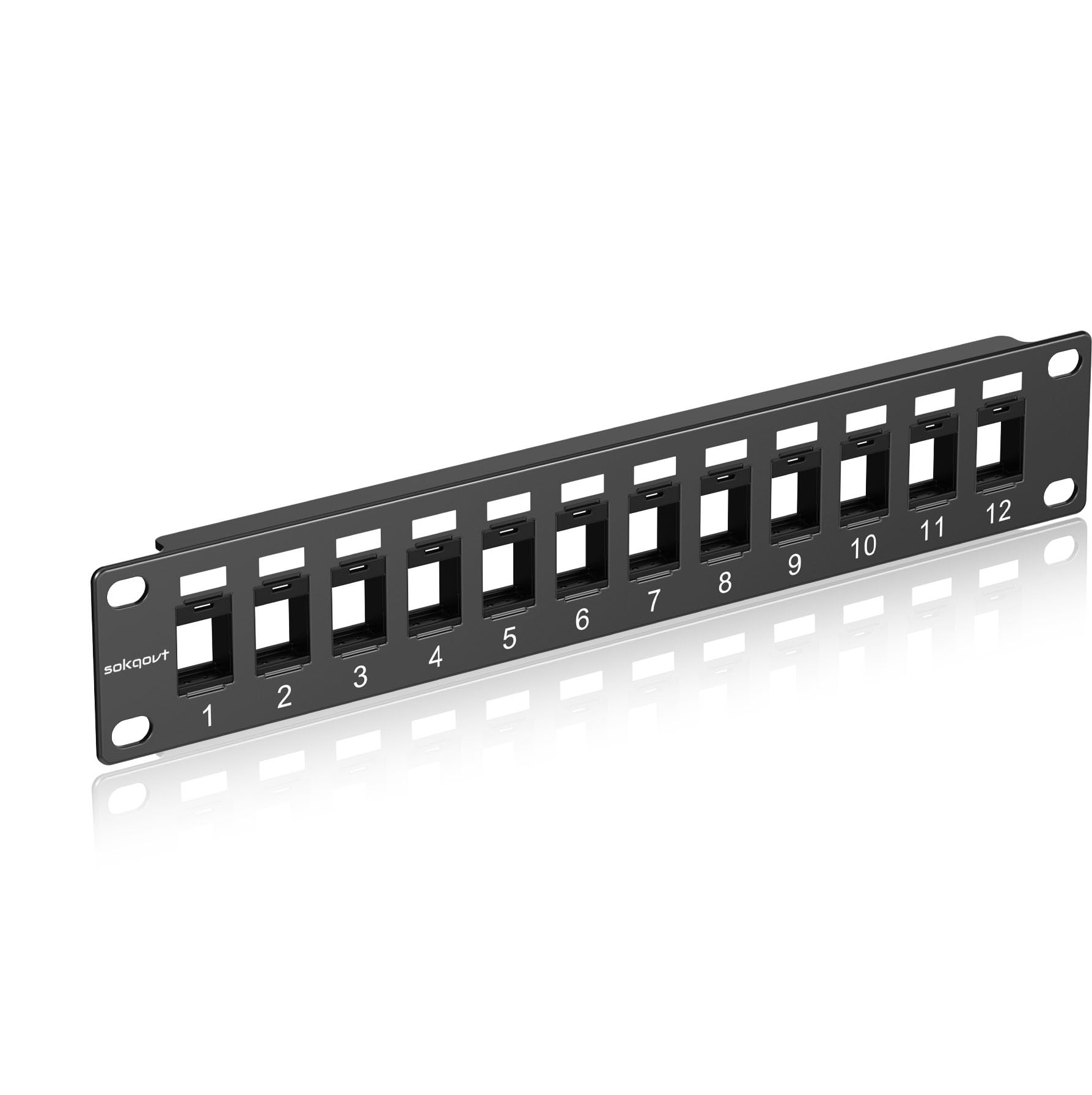 Photo 1 of 12 Port Mini Blank Keystone Patch Panel with Snap-in Design, Cat6 Network Patch Panel 1U 10 inch, Rack Mount Ethernet Patch Panel (for Slim Keystone Only)