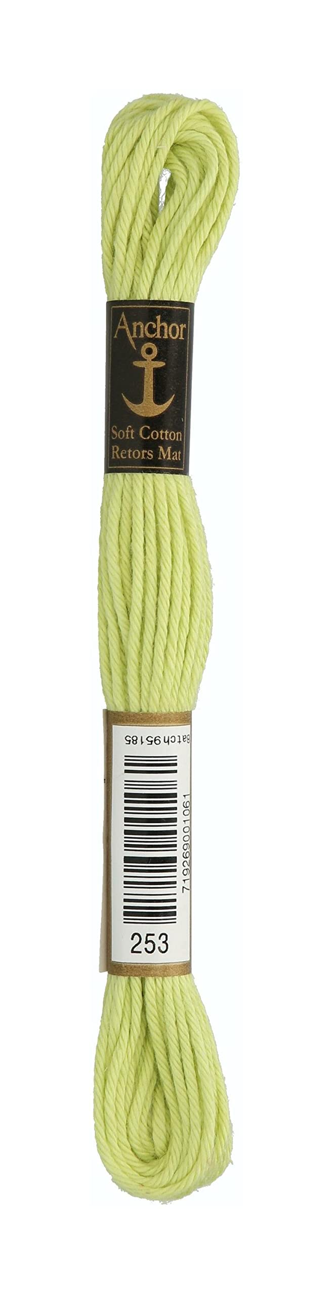 Anchor 4335000-00253 Embroidery Thread, 100% Cotton, Lime Green, 10m