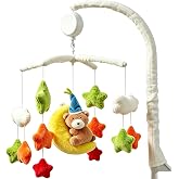 HLEEDUO Crib Mobile with Music Rotating for Baby Mobile Crib Auto-Shutoff | Soft Plush Star Moon Bear Ornaments with 35 Lullabies, Easy Install for Crib,Starry Sky Decor Babies 0-12 Months