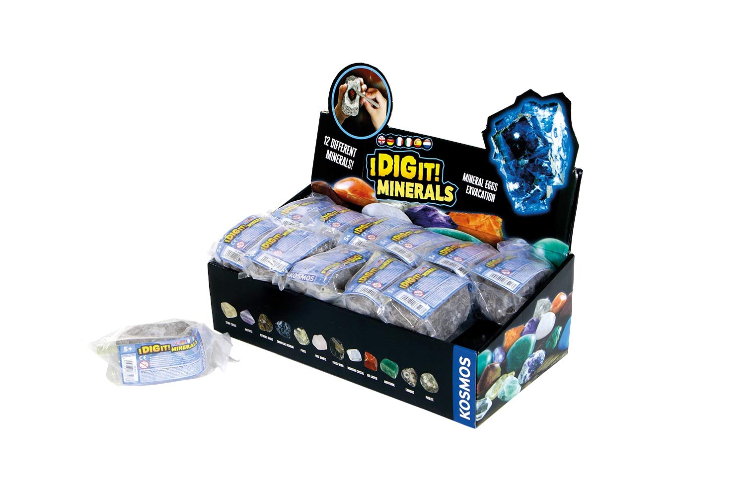 Thames & Kosmos 1665173 Dig It-Minerals and Fossils Excavation Kit, Party Favors, Stocking Stuffers, Easter Baskets, Collect Them All, Multi