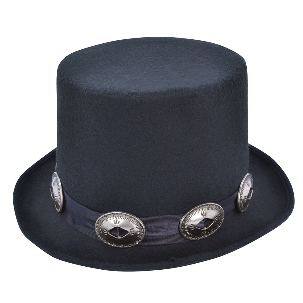 Bristol Novelty BH642 Rocker Style Top Hat, Mens, Black, One Size Halloween