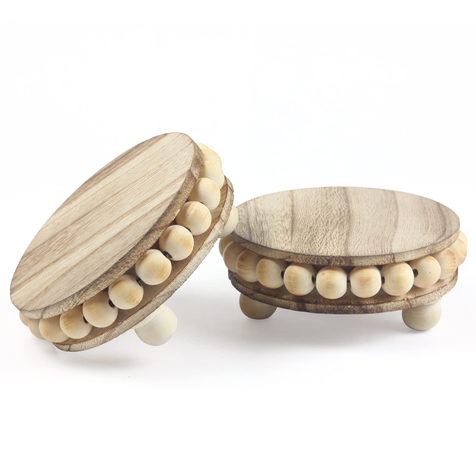 Photo 1 of yunmanqiji 2 Pack Wood Riser, Risers for Decor?Pedestal Stand?Display Stand apply to Home Decor?Farmhouse Decor?Tiered Tray Decor(Brown, 4 Inches)…