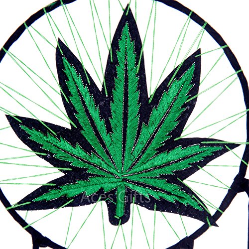 Aces Gifts Marijuana Leaf Pot Weed Embroidered Dream Catcher (16 Inches