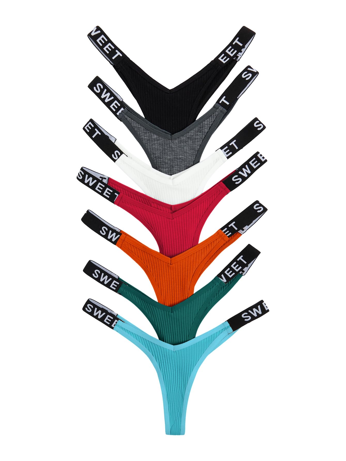 Verdusa Women's 7Pcs G String Thongs Cheeky Low Rise Letter Print Tape ...