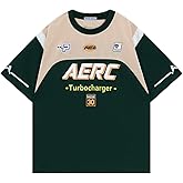 Aelfric Eden Mens Oversized Color Blocking T Shirt Racing Print Tee Vintage Streetwear Casual T Shirts Y2k Tops
