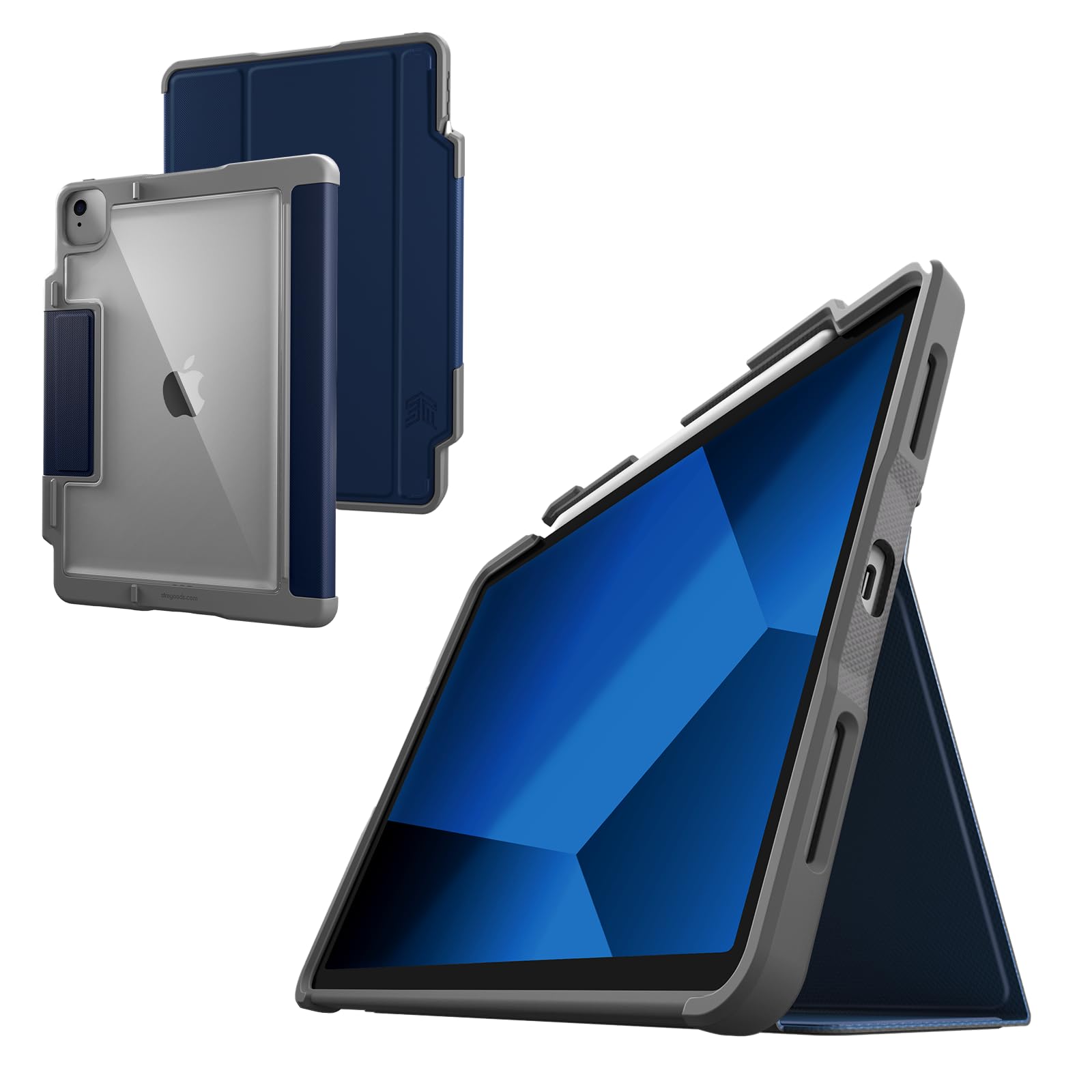 Photo 1 of STM Dux Plus for iPad Air 11" (M3 2025, M2 2024/10.9" 5th/ 10.9" 4th Gen): Ultra Protective, Lightweight with Clear Back, Apple Pencil Holder, Battery Saving On/Off Cover - Midnight Blue