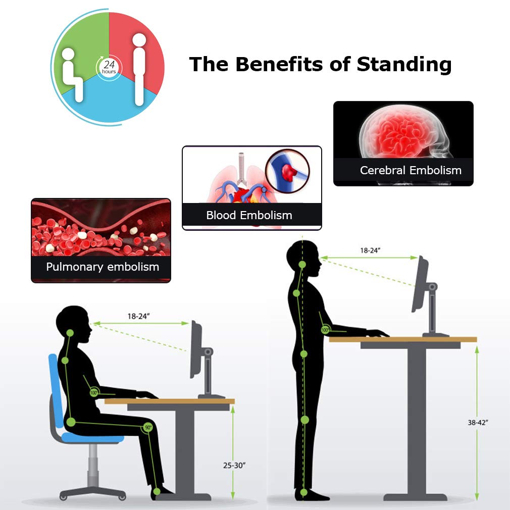 FDW Adjustable Height 32 Inches Steel Standing Desk Coverter Stand Up 