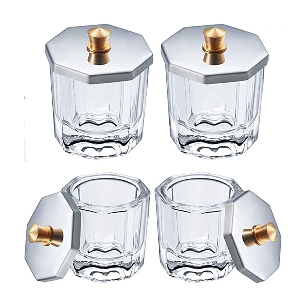 Dish Glass Crystal Cup, 3 Pcs Glass Dappen Dish, Powder Nail Crystal Cup, Lid Nail Art Acrylic Liquid, Glass Cup, Liquid Powder Nail Crystal Bowl, Can be Used for Nail Care