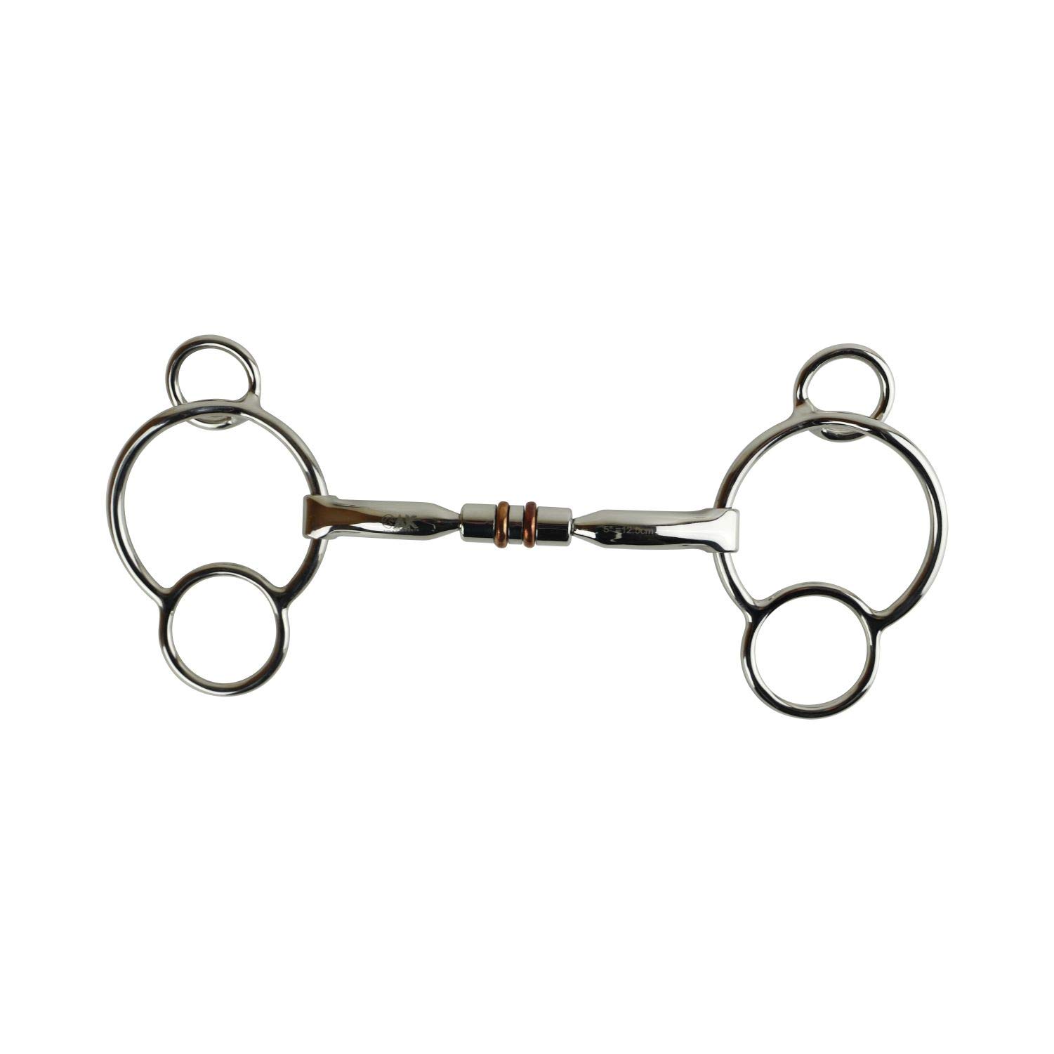 AK Universal Loose Ring Rotary Double Cooper Roller Snaffle Horse Riding Bits AKRS-2617 (4.75'', Silver)