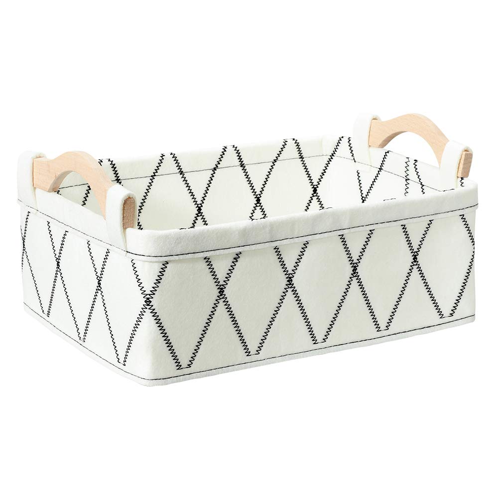 Oubra Storage Organizer Small Toy Box Bin Decorative Baskets for Storage Diapers Corner Basket for Snacks Felt Basket for Cosmetic Home Storage Baskets