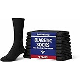 GERVRA Diabetic Socks for Men & Women 9 Pairs Non-Binding Wide Top Crew Socks Seamless Circulation for Edema & Swollen Feet