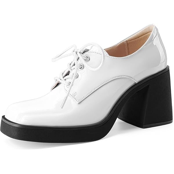 NEW Franco Sarto L-Preston White Heel Oxford Shoes 8M NIB Amazon.com | Franco Sarto Womens Preston Chunky Heel Lace Up  main image 2