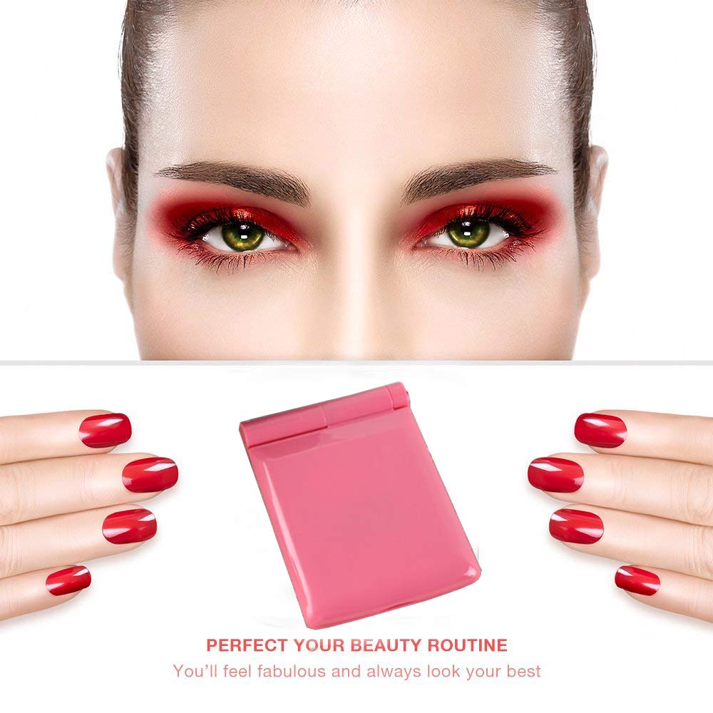 Mini Makeup Mirror- Hansong Pocket Sized Mirror with Light,Portable Folding Cosmetic Mirror, Folding Pocket Compact Mirror for Travel or Outside