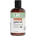 J Mac Botanicals Organic Castor Oil (8 oz) Cold Pressed, BPA Free, Castor hexane free, for face, skin, eyelashes, Certified USDA Organic