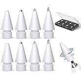 Inesore Replacement Tips for Apple Pencil Pro/1st/2nd/USB-C (8 Pack) | Multiple Mixed Tip Styles, Anti-scratch Round Tips, Metal Tips, for Apple Pencil All Generations, Comes with Storage Case