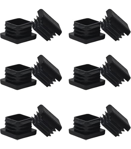 Jiozermi 4 Pcs 1-1/4\" Square Plastic Plug, Black Square Plastic End Cap Furniture Finishing Plug For Pipe Post, Chairs And Furniture