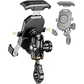 iMESTOU Anti-Theft Motorcycle Phone Mount Bike 1 Ball Phone Holder Handlebar Double Socket Arm Cellphone Holder with Aluminum