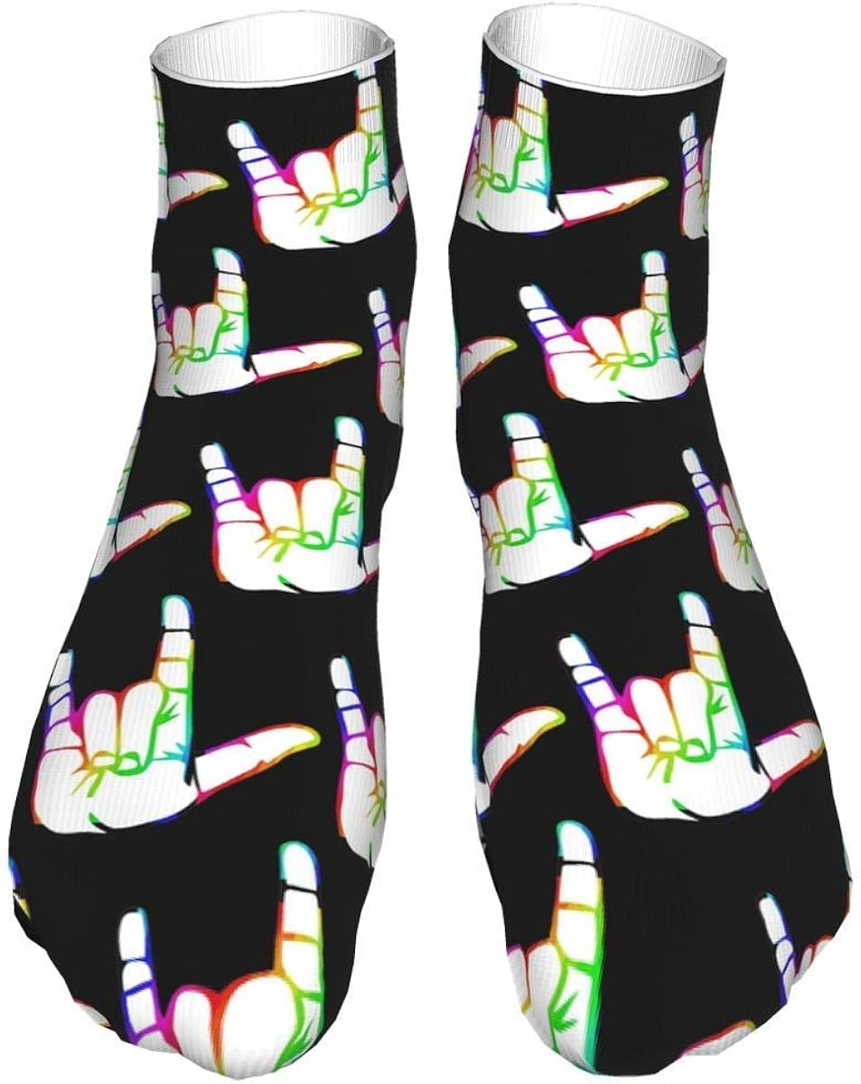 Socks Breathable Asl I Love You Sign Language Unisex Comfortable Casual Sock Crew Socks Novelty