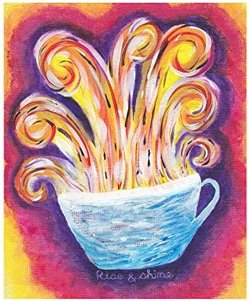 ArtWest Media Coffee Art Poster for Kitchen Wall-Hot Steamy Cup Themed Artwork-UV Coated 11x13.5 Print-Small Decor for Home Coffee Bar-for Your House or Gift Prints to Tea and Coffee Lovers