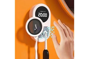iHave Toothbrush Sanitizer Holder, UV Toothbrush Holders with 100M Negative Ions for 360° Disinfection, Mold Control & Odor Neutralization, Heated & Fan Drying 2-Slot Toothbrush Holder Wall Mounted